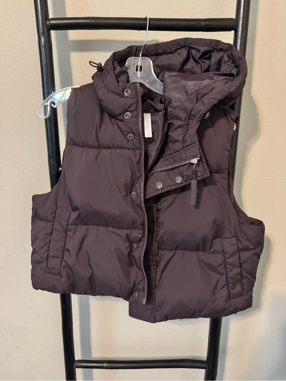 Fabletics Puffer Vest with Hood - Dark Plum